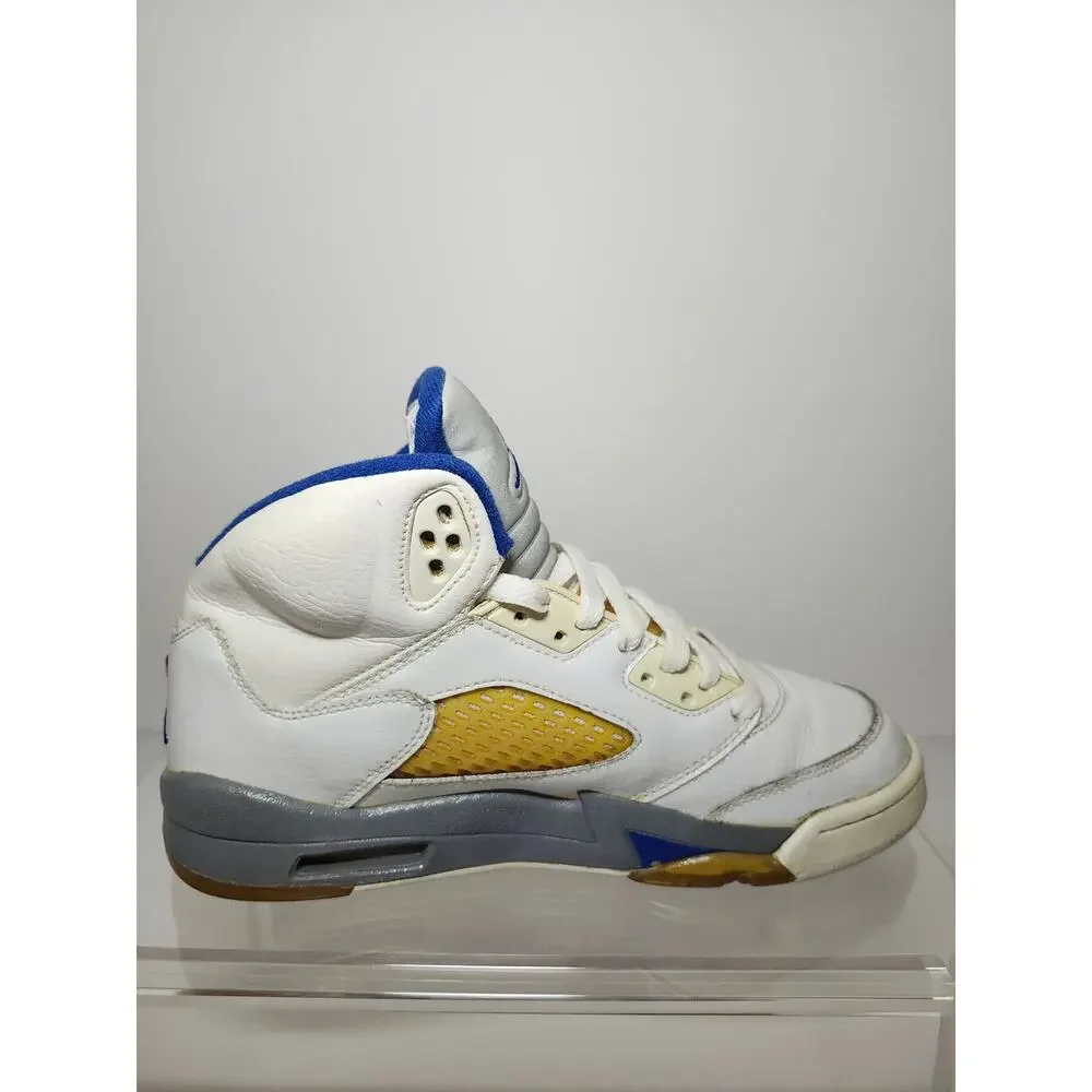 Air Jordan Boys 5 Retro Stealth Sneakers Kicks Sport Royal White Leather Size 6Y